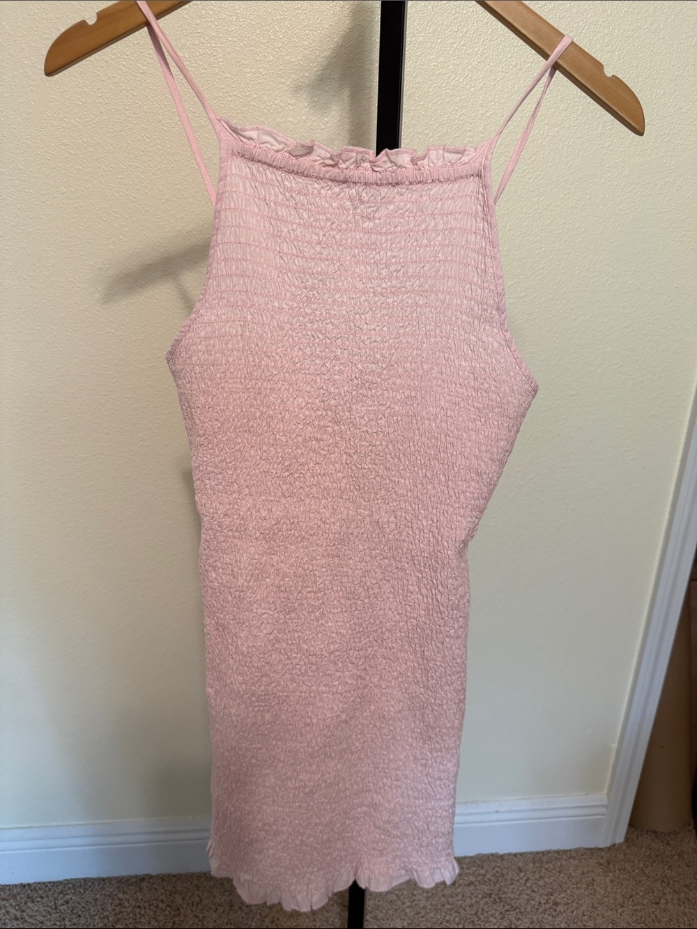 Free people Light Pink Smocked Spaghetti Strap Dress